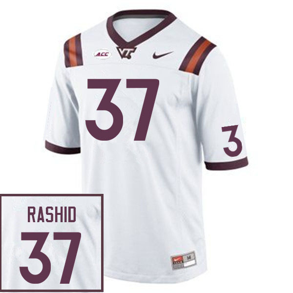 Men #37 Areeb Rashid Virginia Tech Hokies College Football Jerseys Sale-White